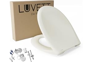 LUVETT C770 Abattant de WC ovale avec système d'abaissement automatique SoftClose® & TakeOff® EasyClean • Matériau en Duroplast hygiénique • Couvercle de toilettes, C :Blanc Pergamon