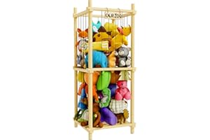 DUHARS Rangement Peluche en Bois, Meuble Rangement Jouet Enfant, Range Peluche Squishy, Meuble Rangement Enfant, pour Salle de Jeux Chambre Enfant, Etagere Montessori Rangements Jouets Peluches, 104CM