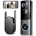 360 X3 Radar Sensor Video Doorbell with Chime, UltraHD 5MP, 180-Day Battery Life, Free 8GB Local Storage, Face Recognition, Package Protection, Easy Installation, Works with Alexa and Google Assistant