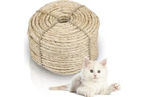 SWANEW Corde en sisal pour arbre à chat - Corde en sisal de 8 mm (60 mètres) - Corde de chanvre naturel - Pour protéger les arbres à chat - Jouets de ponçage