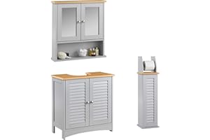 ICE CREAM WHAT'S YOUR FLAVOUR? CARME Atlanta 3 Piece Set Bathroom Furniture Free Standing Under Sink Storage Wall Mounted Medicine Cabinet with Mirror Modern Toilet Paper Holder Grey