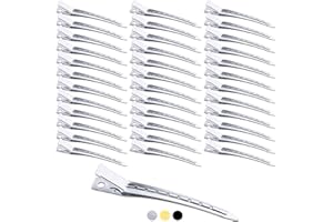 Mbsomnus 36 Stück Haarklammern Friseurbedarf Metall 9cm EnteBill Haarspangen Silber Abteilklammern Friseur Haarclips Alligator Haarspangen mit Löchern für Damen Mädchen Friseursalon Haarstyling