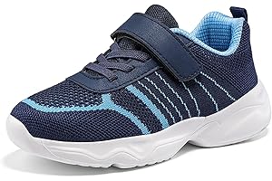 Famzuneu Trainers Boys Girls Sports Shoes Kids Lightweight Mesh Indoor Shoes Sports Shoes Breathable Running Shoes Flat Thick Base Non-Slip Trainers with Velcro Fastening