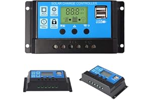 ZHITING 30A 12V-24V Solarregler Laderegler - PWM Solar Ladegerät Controller Solarpanel Batterie Intelligente Solarregler mit LCD-Display, USB-Anschluss