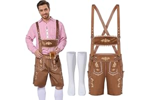 Aleshime Lederhosen Men's Oktoberfest Outfit, Lederhosen Men Costume, Oktoberfest Outfit Mens, Bavarian Beer Guy Fancy Dress Costume