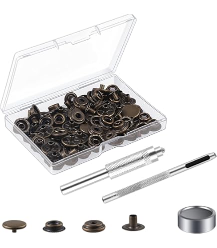Runyu Set Di 360 Rivetti In Pelle, 4 Colori, Rivetti Cavi, 3 Misure, Borchie In Pelle, Senza Cuciture, Bottoni A Pressione In Metallo, Con Attrezzi Di Fissaggio, Rivet Per Portafoglio In Pelle - Foto 4