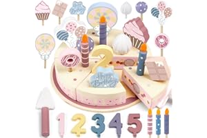Airlab Torta da Tagliare Giocattolo, Accessori Cucina Giocattolo Legno per Bambini Bambina, Set Cibo Finto Giocattolo per Cucina Bambini, Regalo Bambino Compleanno Pasqua Halloween Natale 3 4 5+ Anni