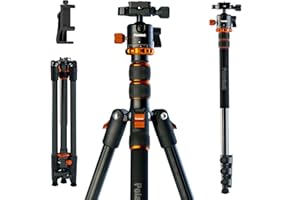 POLARDUCK 198cm 78” Camera Tripod Phone Stand: Professional Lightweight Aluminum Travel Tripod Monopod with Ball Head & Phone Holder Mount Compatible with Sony Canon Nikon Fujifilm DSLR