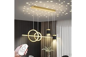 RRBEST Nowoczesna lampa wisząca LED do jadalni, ściemnialna lampa wisząca do salonu, regulowana lampa wisząca do jadalni do salonu z wyspą kuchenną
