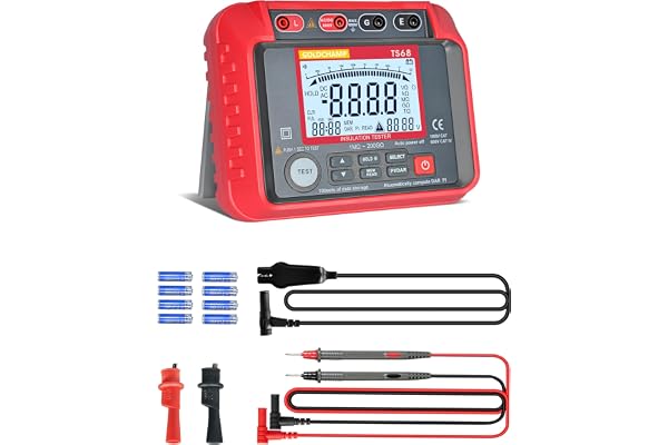 Isolationsresistansprovare TS68, 1MΩ-200GΩ resistansmätning, megohmmeter med bakgrundsbelyst LCD-display, 100 datalagring, utgångsspänning 250V-2500V, mätning för transformatorer, högspänningsmotorer
