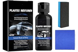 HAIYOX Car Plastic Restorer Black,Plastic Restorer,Nano Plastic Parts Refurbish Agent,Car Cleaning Products,Car Interior Cleaner With Sponge,Plastic Trim Restorer,Car Plastic Revitalizing Coating Agent