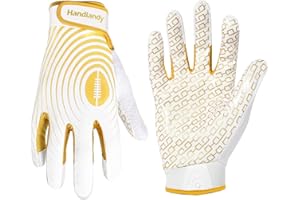 HANDLANDY Youth American Football Gloves, Sticky Wide Receiver Gloves for Kids & Adult, Stretch Fit Football Gloves
