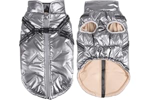 Dolahovy Veste Imperméable pour Chiens Manteau d'hiver Chaud pour Animaux de Compagnie avec Harnais Vêtements de Chiot Réglables pour Petits Moyens et Grands Chiens Chat Extérieur (M, Gris foncé)