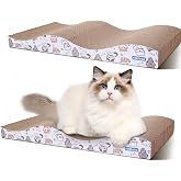 Nobleza - 2pcs Cat Scratcher with Catnip Cardboard Scratching Mats, Cat Cardboard with Catnip for Bed and Sofa