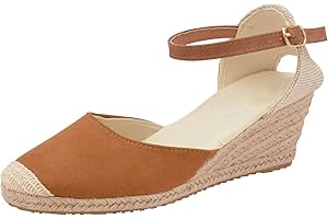 Lora Dora Sandálias de Salto com Plataforma em Juta para Mulheres com Espuma de memória, Tira no Tornozelo, Salto médio, Espadrilles da Moda para o verão
