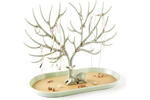 MORE&LESS Stojak na biżuterię z porożami, stojak na wieżę drzewa, wiszący organizer na pierścionki, kolczyki, naszyjnik, bransoletkę