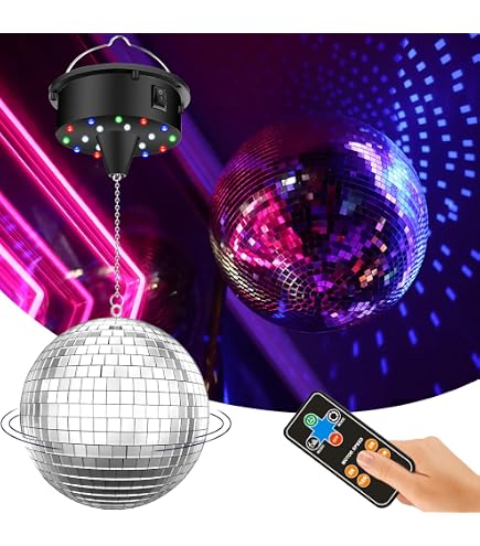 Boule Disco 30cm + Moteur 4W - Effets Lumineux Professionnels - Pour Clubs, Fêtes, Événements