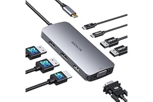 ‎MOKIN Docking Station Dual DisplayPort, 8 in 1 Laptop Docking Station USB C Hub mit 2 DP, HDMI, VGA, USB C 2.0&USB A 2.0, PD 100W, Multi Monitor USB C Adapter für Surface/HP/Lenovo Laptops