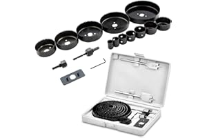 BLUESEABUY 18 Pièces Coronas Perforadoras 19-127mm Sierras de Corona Taladro Corona para Madera con Llaves Hexagonales y Broca para Madera Pladur Plástico