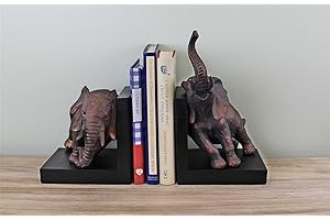 SIFCON Carousel Home and Gifts, dekorative Buchstützen mit afrikanischen Elefanten, Kunstharz, 31 cm