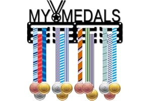 CREATCABIN Uchwyt na medal wieszak stojak ekspozycyjny sportowy metalowy wiszący nagrody żelazny mały uchwyt dekoracja na ścianę dom wyścig bieganie gimnastyka pływanie piłka nożna medalista czarny 38