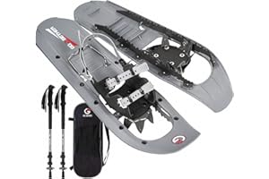 G2 GO2GETHER G2 23/25/30 Zoll Mountain Terrain Schneeschuhe mit Trekkingstöcke Set, Spezial Stahl Traktionsschienen, EVA Schaum gepolstert, Flexible Pivot Bar, Tote Bag, Grau/Blau/Rot erhältlich