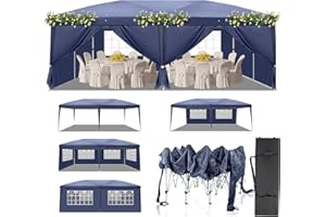 LEADZM Pavillon 3x6m Pop-up Wasserdicht Faltpavillon,Winterfest,Höhenverstellbar,UV Schutz 50+,Gartenzelt,Partyzelt,Stahlrahmen,mit 6 Seitenteilen,für Garten,Party,Camping,Blau