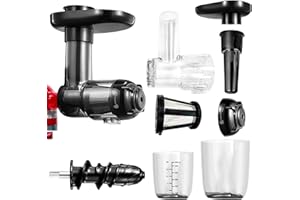 FONDUO Slow Juicer Zubehör für Kitchen aid,90% Saftausbeute, 8Stück Aufsatz mit Saftkanne, Reinigungsbürste,Tresterbehälter & Stößel für Kitchen aid Standmixer, Kaltpresse accessories für Gemüse und Obst