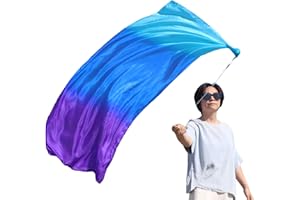Winged Sirenny Flowy Belly Dance Silk Veil Poi 135cm (53") Flow Art Prop, Sheer Fabric, Steel Rope & Carry Bag. Hand-dyed Colours for Performances, Festivals, Dance Practice
