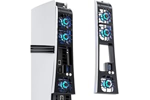 NEWDERY Cooling Fan for PS5 Pro Console, Upgraded Quiet Cooler Fan, Automatic Temperature-Adjustable Speed, Dynamic RGB Light, USB 3.0 Port, Fit for Playstation 5 Pro Disc & Digital Edition