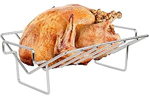 Dallden Thanksgiving Turkey Roasting Stand Rack for Smoker and Grill, Rib Racks for Grilling and Smoking, Dual Purpose Stainless Steel Roast Rack for Large and XLarge Big Green Egg,Kamado Joe,Big Joe