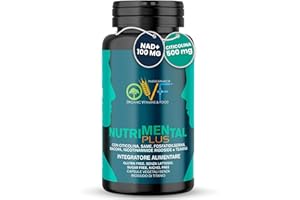 PARAFARMACIA, ORGANIC VITAMINS & FOOD OVF Nutrimental Plus 500mg di Citicolina 60 cps, Integratore Studio Memoria e Concentrazione, contro la Stanchezza Mentale con Fosfatidilserina e Bacopa - per Ragazzi, Universitari, Studenti e Adulti