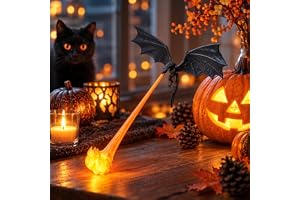 Gresonic eldsparande drake bokhylla dekoration fantasiljus | 3D-tryckt drakljus med lågor – gotisk fantasidekoration för hylla och skrivbord, perfekt för halloween och bokälskare.