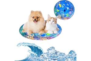 GYZGirlover Cat Water play Mat-Sensory Water Tummy Water Time Play Mat for Cats, Pet Water Sensory Mat, Sensor Water Playmat for Cats Summerr (Round)