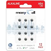 MaxyCell 12 Adet AG4 LR626 Alkalin D&uuml;ğme Pil 1,5V; Saatler, Oyuncaklar, Ara&ccedil; Kumandaları, Hesap Makineleri, İşitme Cihazları 