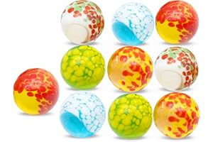 ARSUK 10 Large Handmade Floral Styles Glow in the Dark Dotted Glass Marbles Protection from Damage Sports Toys & Outdoor (Pack of 10 Dotted Marbles)