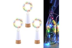 DIWUJI LED Weinflasche Beleuchtung Mehrfarbig, USB Wiederaufladbar Keine Batterie erforderlich, 2M Kupferkabel 20 LED, Flaschenlicht zum Weihnachten Geschenk, Draussen Party Urlaub Deko Licht (3 Stück)