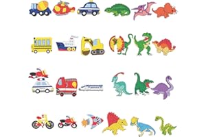 XONGSYUE Pintura Diamond Painting para Niños, 24 Diamantes Stickers Kit, Pegatinas de Diamantes niños Pintura, Dinosaurio y Transporte Diamond Painting Kit, Mosaicos Dibujo de Diamantes Pegatinas para Niños
