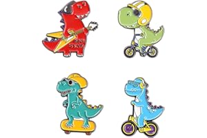 BAMINX 4pcs Emaille Pins für Rucksäcke,Kawaii Pins Kitty Katze Pfote Dinosaurier lustig Legierung Revers für Männer Frauen Jungen Mädchen Kinder,Cool Hüte Jacken Kleidung Broschen