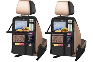 ASSRECT Car Seat Organiser, 2 Pack Car Organiser Back Seat for Kids with Folding Table, Tablet Pockets and Many Pockets, Water Proof Oxford Back Seat Protector Travel Accessories