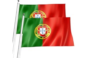 UOQO 2 Drapeau de l’Portugal，Drapeaux du Portugal Portugais, 9,5 x 1,5 m, drapeaux danois décoratifs pour célébration du championnat d'Europe de football 2024 jeux internationaux pour décoration