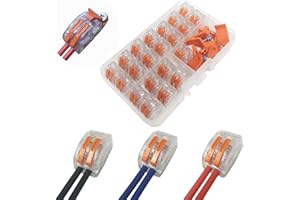 CTRICALVER 21 Pcs Resorte Conector Bloque Terminal, Conductor Compacto, Rápido Cable Bloque Terminal - 2 Puertos