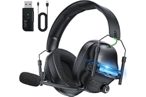 FC400 Wireless Gaming Headset, 2.4GHz Gaming Kopfhörer Kabellos mit Mikrofon für PS5, PS4, PC, Switch, Bluetooth 5.4 Gaming Headset, Geringe Latenz Noise Cancelling, mit LED Licht, 50H Akkulaufzeit
