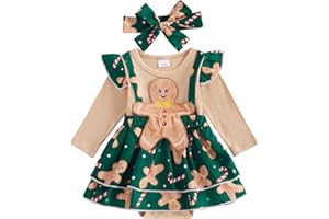MAHUAOYIXI Vestiti Autunnali Vestito di Natale per Neonati Santa/Gingerbread Costume di Natale Neonato Vestito di Natale per Bambini e Bambine Vestiti Natalizi per Neonati Natale