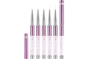 7/9/11/15/20mm Pinceles para Uñas Fino Decoracion Nail Art con Tapa 5 Piezas, LEA-SHALL Pincel de Gel Semipermanente Acrilica Profesional Kit Manicura Set Pintura Liner para Casa Bricolaje