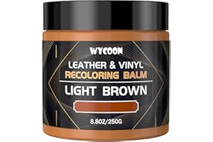 WYCOON Kit Réparation Cuir, Teinture Liquide, Peinture et Crème Colorante pour Canapés, Sièges Auto, Chaussures, Meubles - Restaure Les Cuirs Rayés et Décolorés-Brun Clair