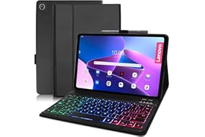 YEEGNAR Funda con Teclado para Lenovo Tab M10 Plus 3ª generación 10.61" 2022 TB125FU/TB128FU/TB128XU Español Ñ Retroiluminación Arco Iris de 3 Colores Desmontable Inalámbrico Teclado con Protectora SlimShell