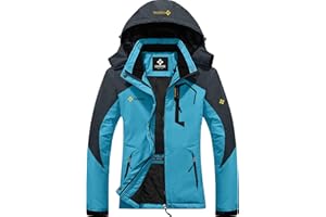 GEMYSE Femme Veste de Ski Imperméable de Montagne Manteau d'hiver Extérieur en Polaire Coupe-Vent avec Capuche