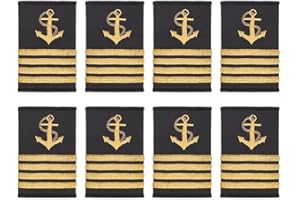 WEBEEDY 4 Paires D'Épaulettes Épaulettes D'Ancrage en Or Épaulettes D'Insigne Capitaine Compagnon Marine Flotte Amiral Uniforme Insignes Curseurs Cosplay Épaulettes Curseurs