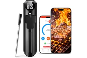 maxtachi Fleischthermometer Kabellos, Doppelsensor Bratenthermometer Digital mit App, 150m Bluetooth Grillthermometer Küchenthermometer für BBQ Ofen Grill Smoker Rotisserie Airfryer Geschenk